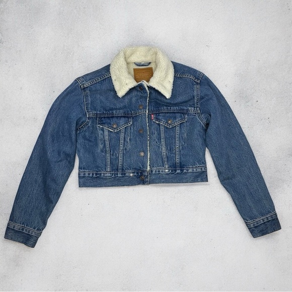 Levi’s Premium Cropped Sherpa Denim Jacket – XS - Picture 1 of 15